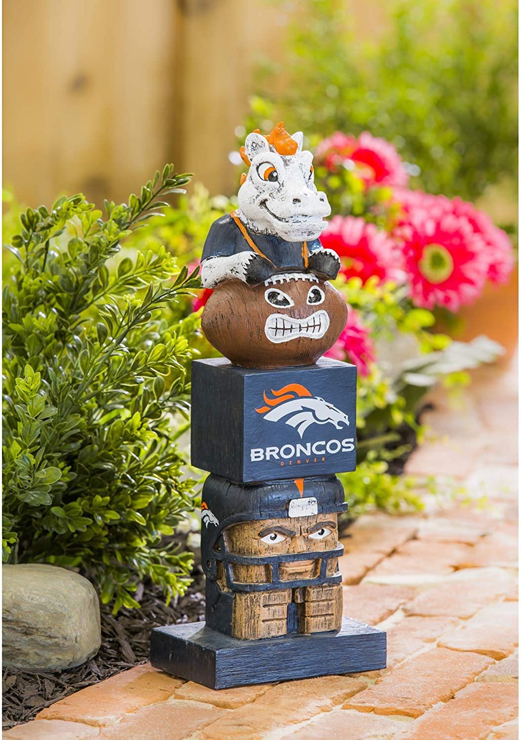 Denver Broncos Garden Statue, Tiki Totem Style, Outdoor or Indoor Use, 16 Inch Tall, Beautiful Hand Painted Resin Construction 5