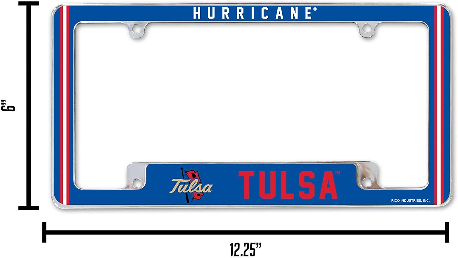 University of Tulsa Golden Hurricanes Metal License Plate Frame Chrome Tag Cover 12x6 Inch Alternate Design 6