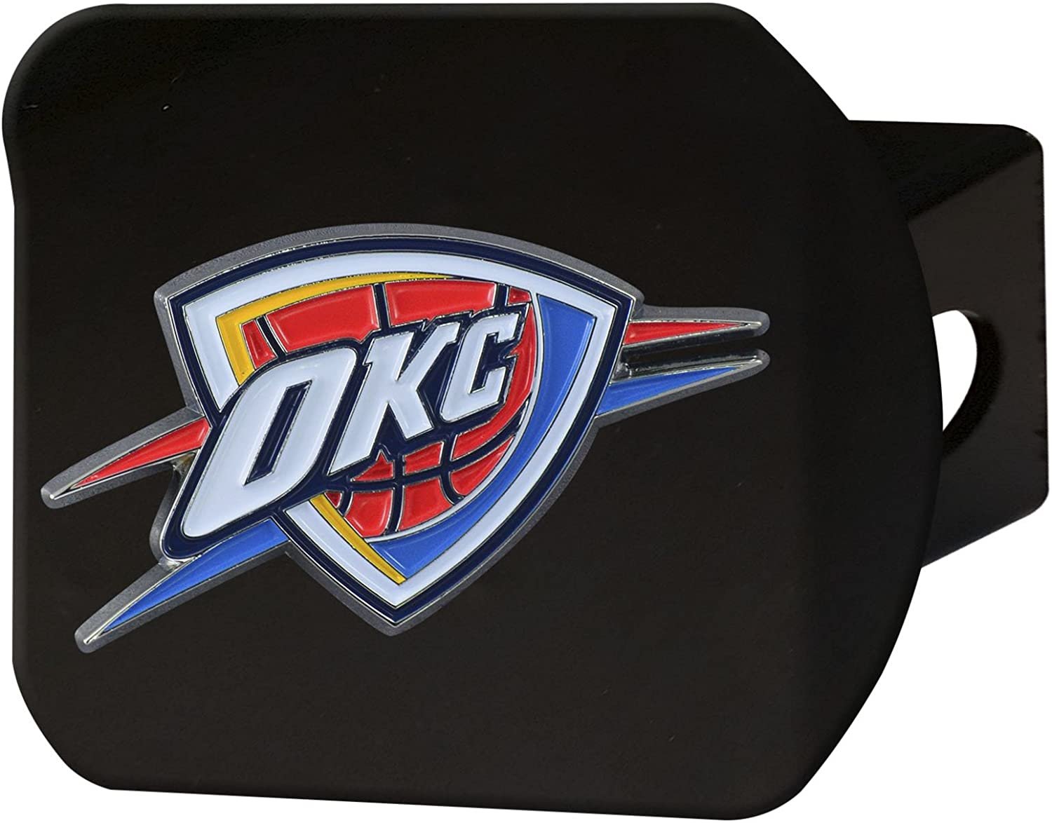 Oklahoma City Thunder Solid Metal Black Hitch Cover with Color Metal Emblem 2 Inch Square Type III
