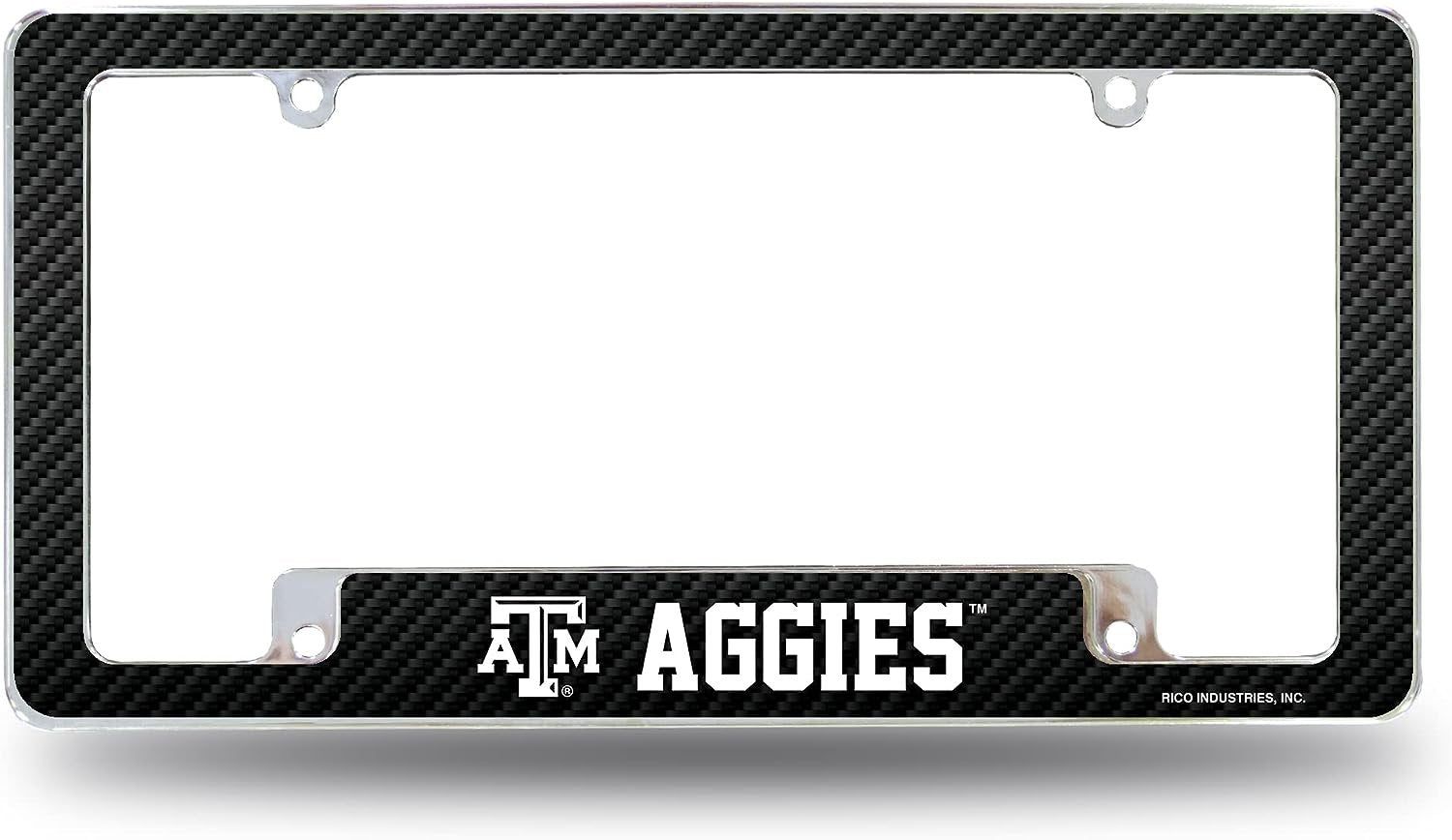 Texas A&M University Aggies Metal License Plate Frame Chrome Tag Cover 12x6 Inch Carbon Fiber Design