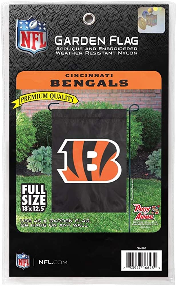 Cincinnati Bengals Premium Garden Flag Banner Applique Embroidered 12.5x18 Inch 4