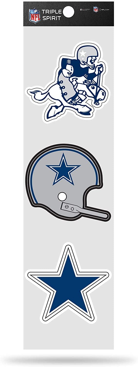 Dallas Cowboys 3-Piece Retro Decal Sticker Sheet, Die Cut, Clear Backing, 3x12 Inch 1