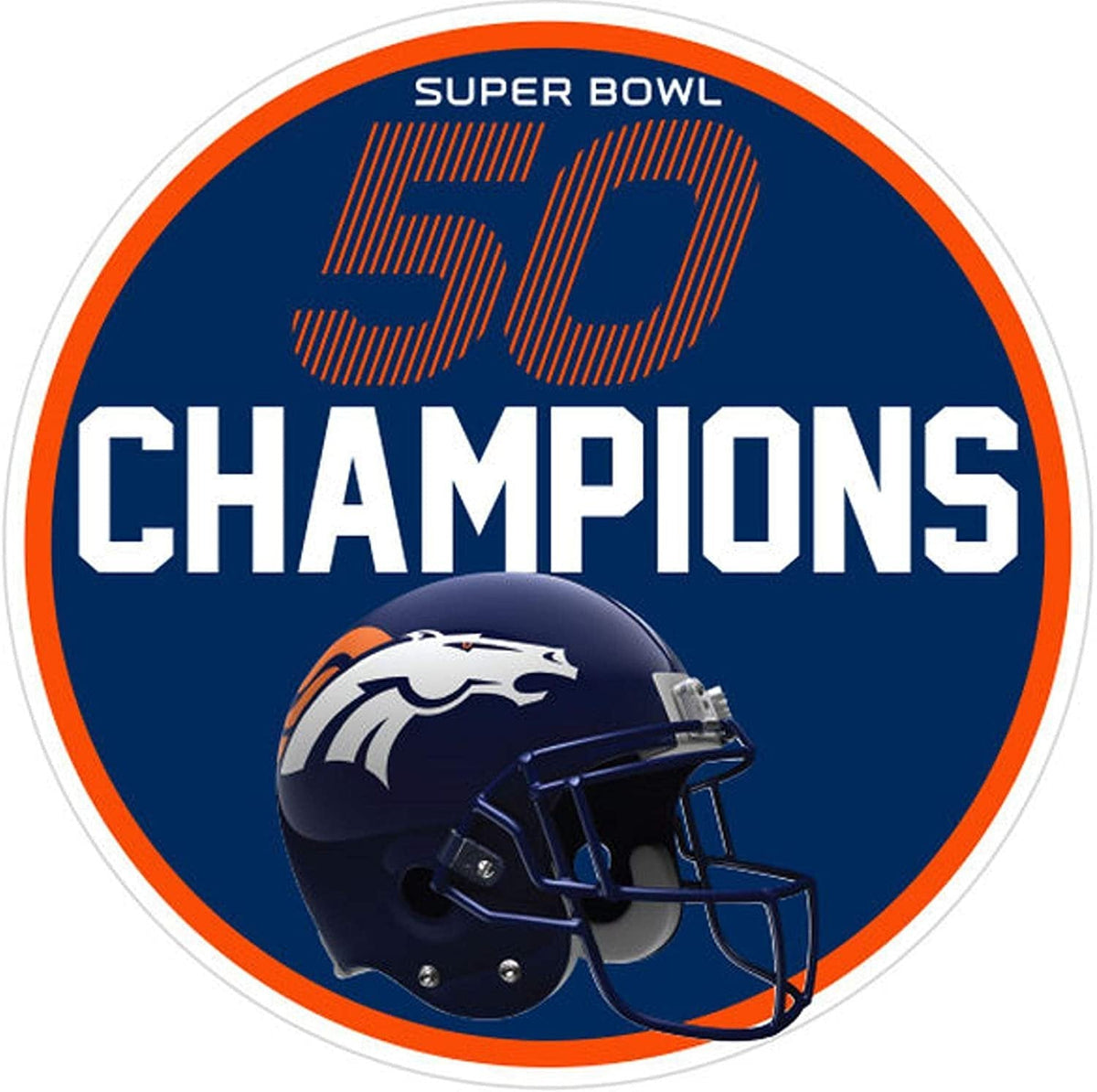 Denver Broncos Super Bowl 50 L Champions 6 Inch Decal Sticker, Flat Vinyl, Die Cut, Full Adhesive Backing 1