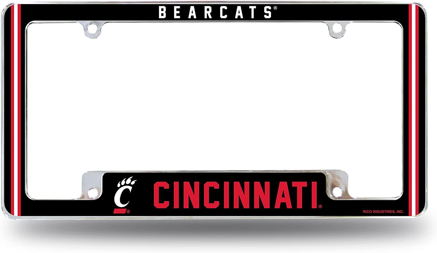 University of Cincinnati Bearcats Metal License Plate Frame Chrome Tag Cover Alternate Design 6x12 Inch