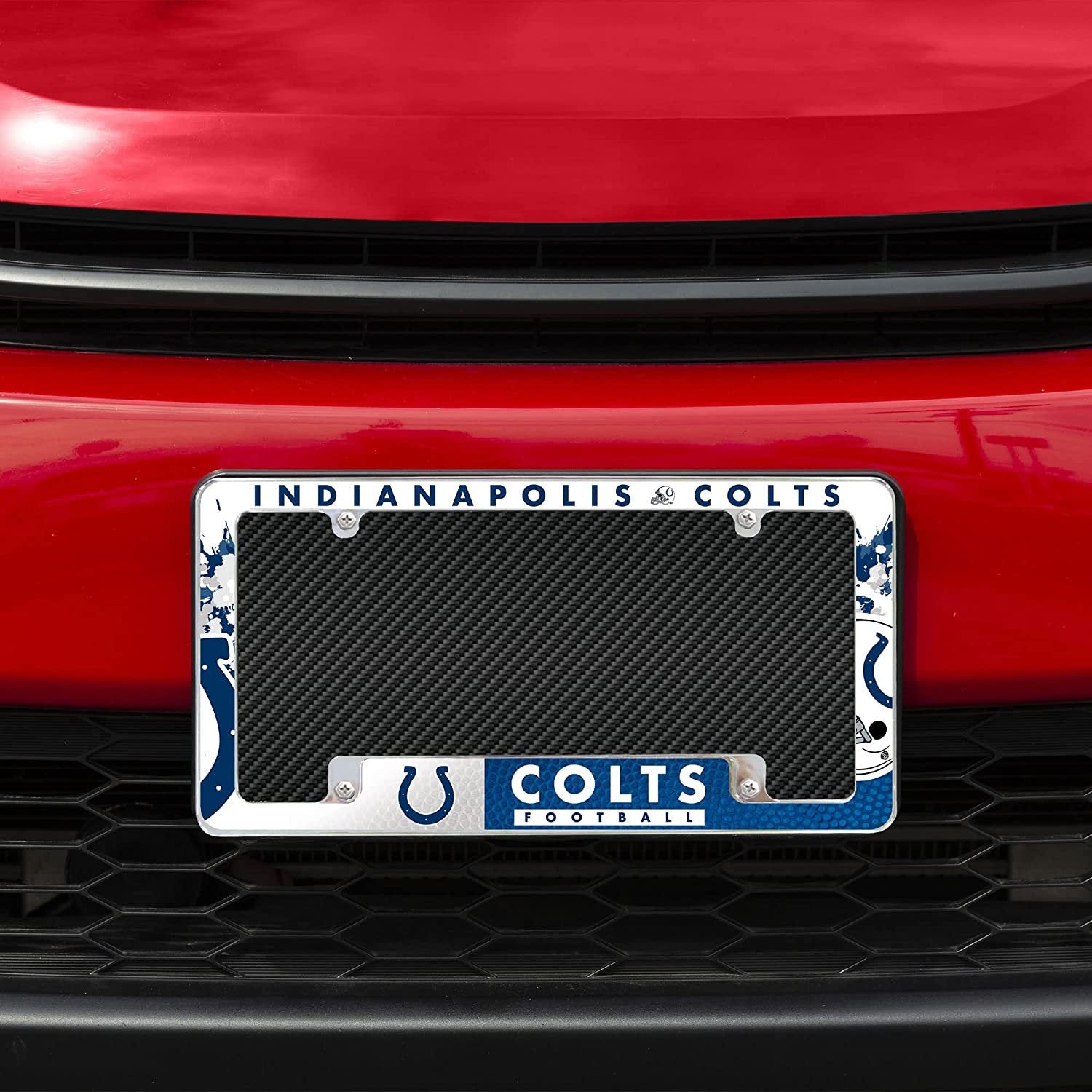 Indianapolis Colts Metal License Plate Frame 12x6 All Over Design EZ VIEW 2