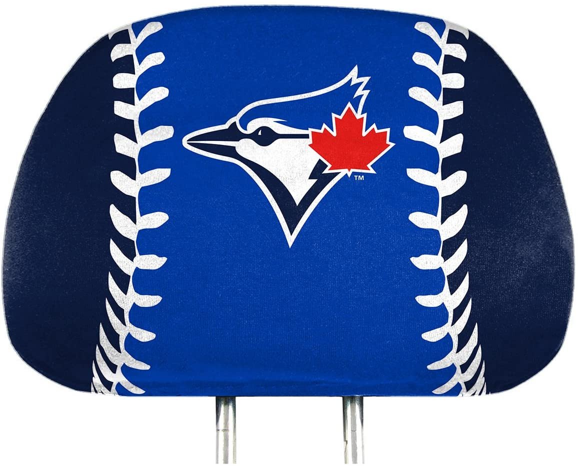Toronto Blue Jays Pair of Premium Auto Head Rest Covers, Full Color Printed, Elastic, 14x10 Inch 1