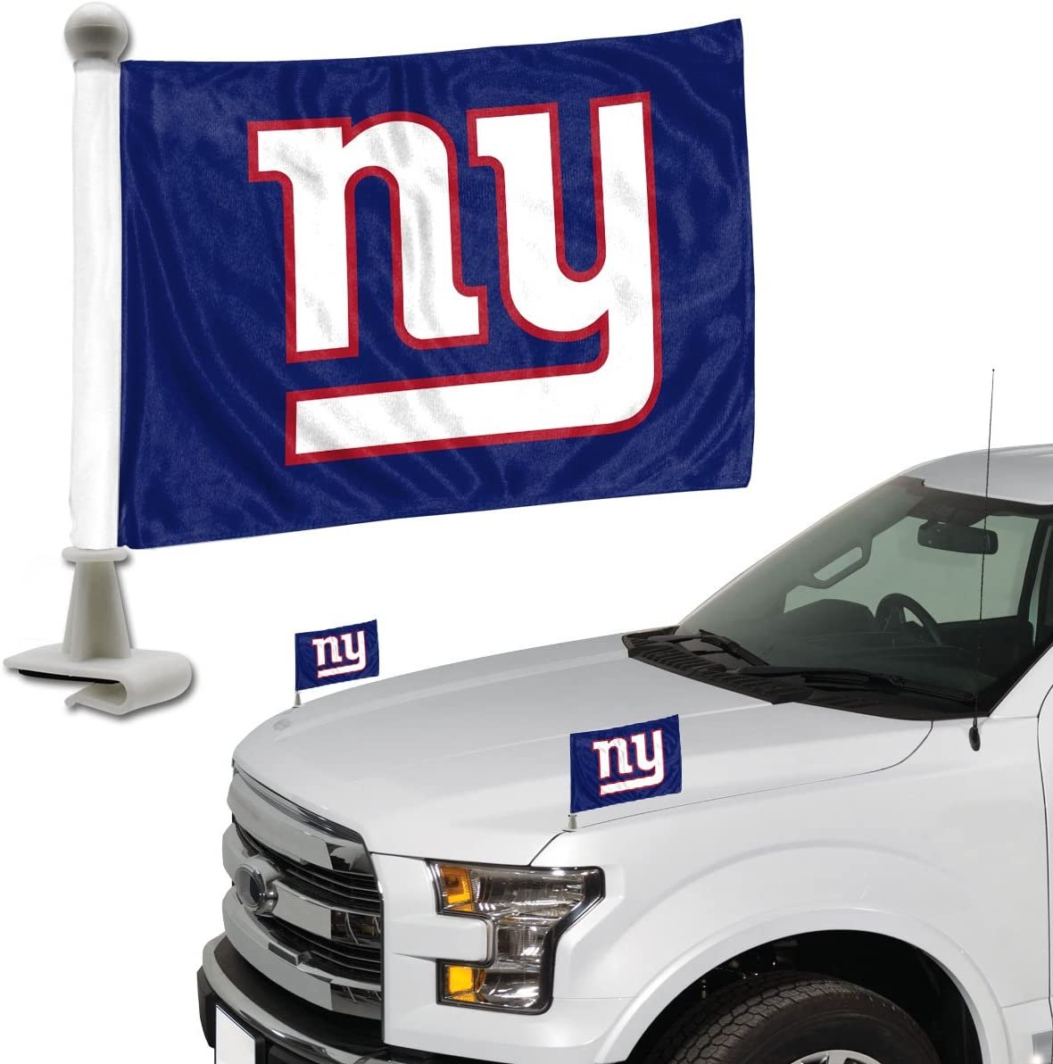 New York Giants Car Flag Set Ambassador Style 4x6 Inch Set of 2 Team Color 1