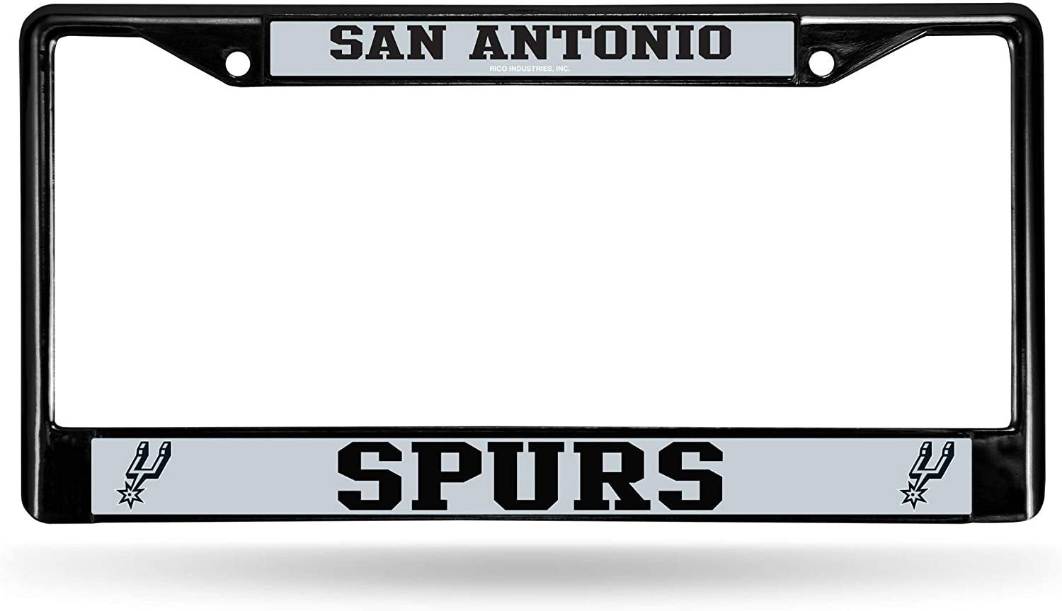 San Antonio Spurs Black Metal License License Plate Frame Tag Cover, 12x6 Inch 1