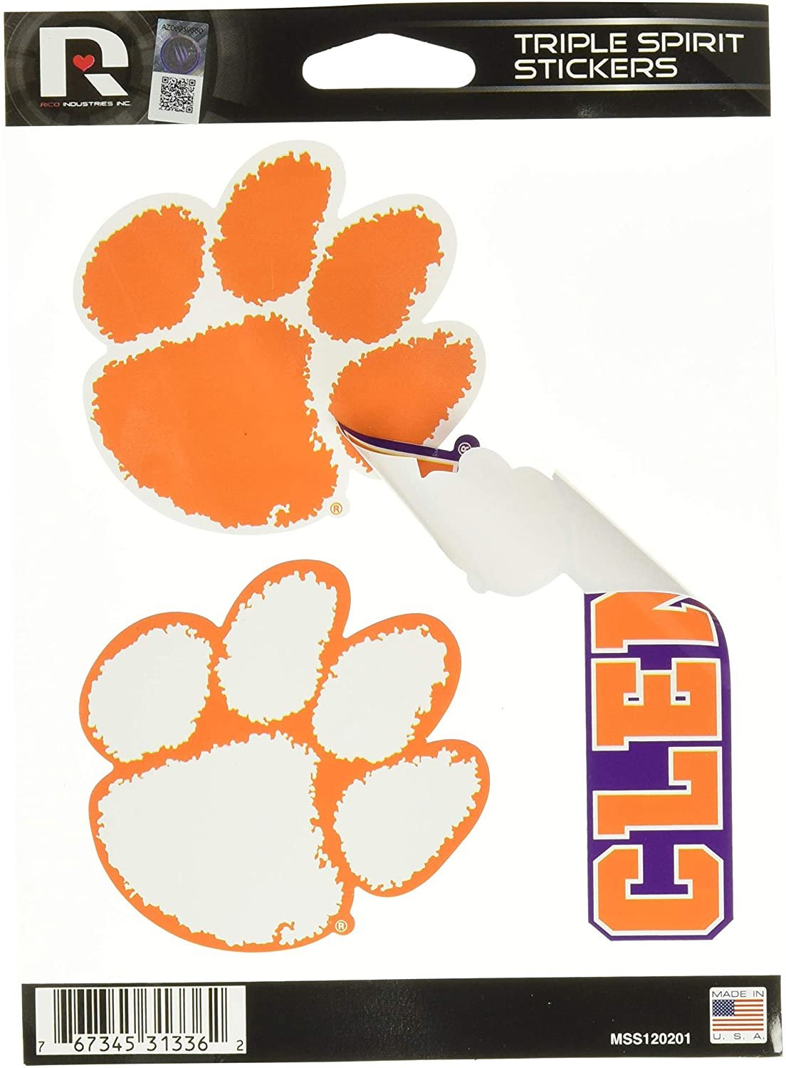 Clemson Tigers Die Cut 3-Piece Triple Spirit Sticker Sheet 3