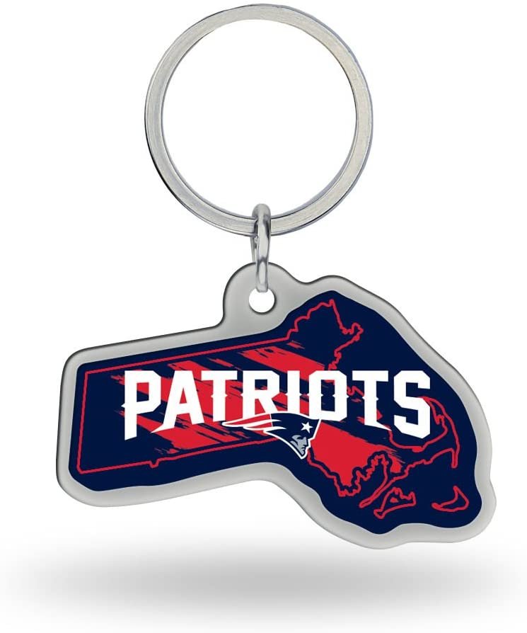 New England Patriots Metal Keychain State Shaped 1