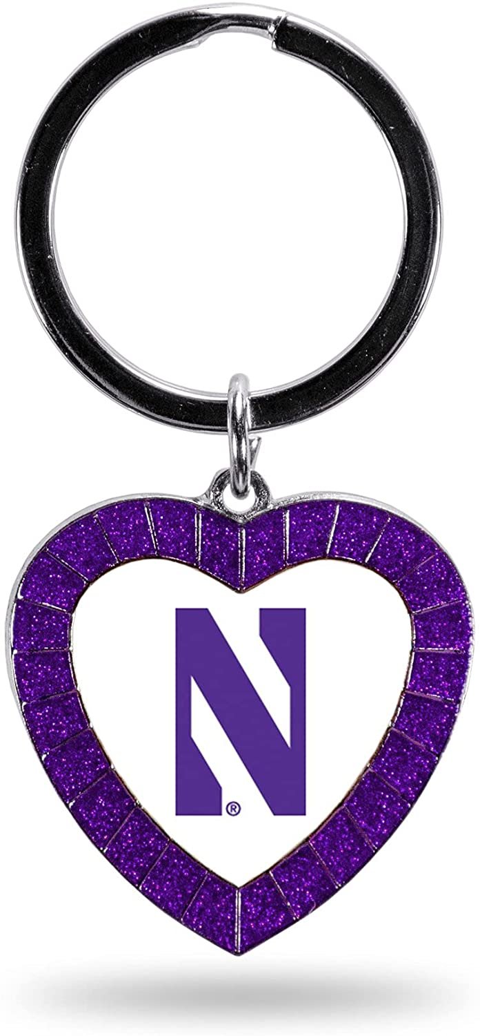 Northwestern Keychain Rhinestone Heart Decal Emblem Team Color University of