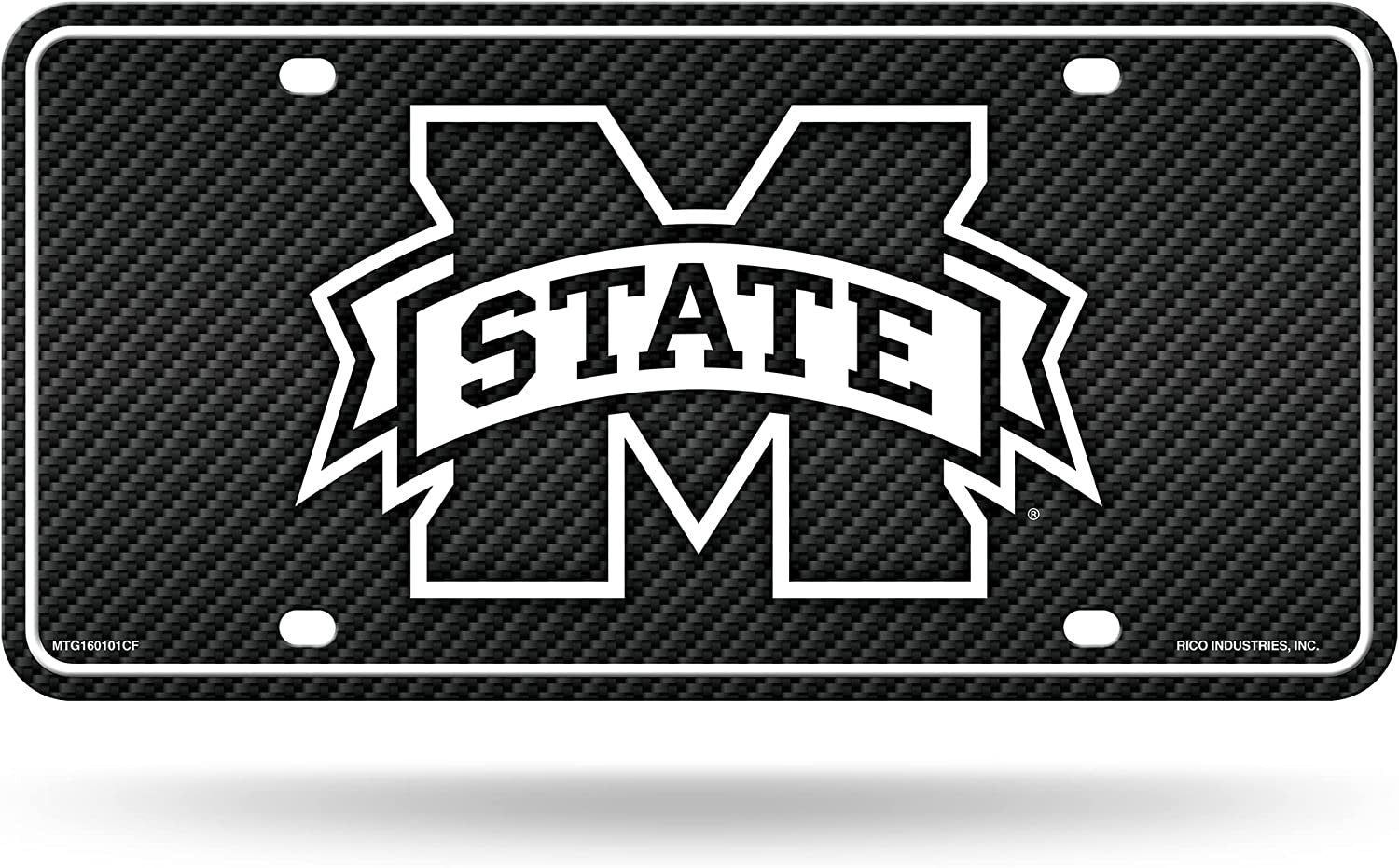 Mississippi State University Bulldogs Metal Tag License Plate Carbon Fiber Design 12x6 Inch