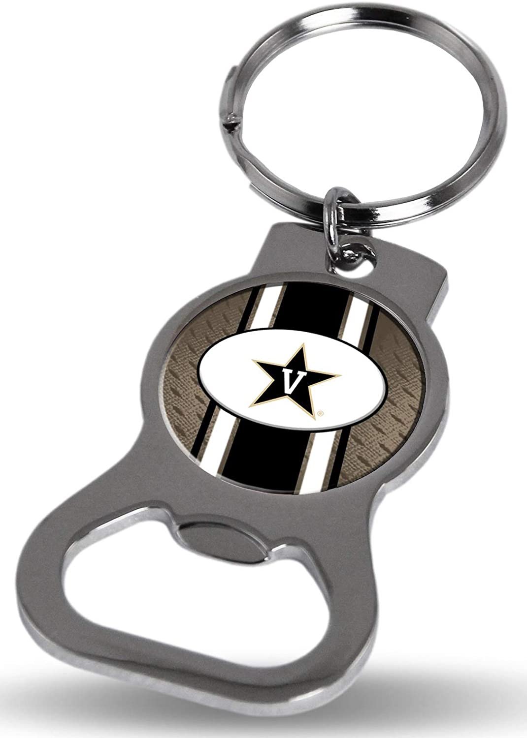 Vanderbilt University Commodores Premium Solid Metal Bottle Opener Keychain, Silver Key Ring, Team Logo