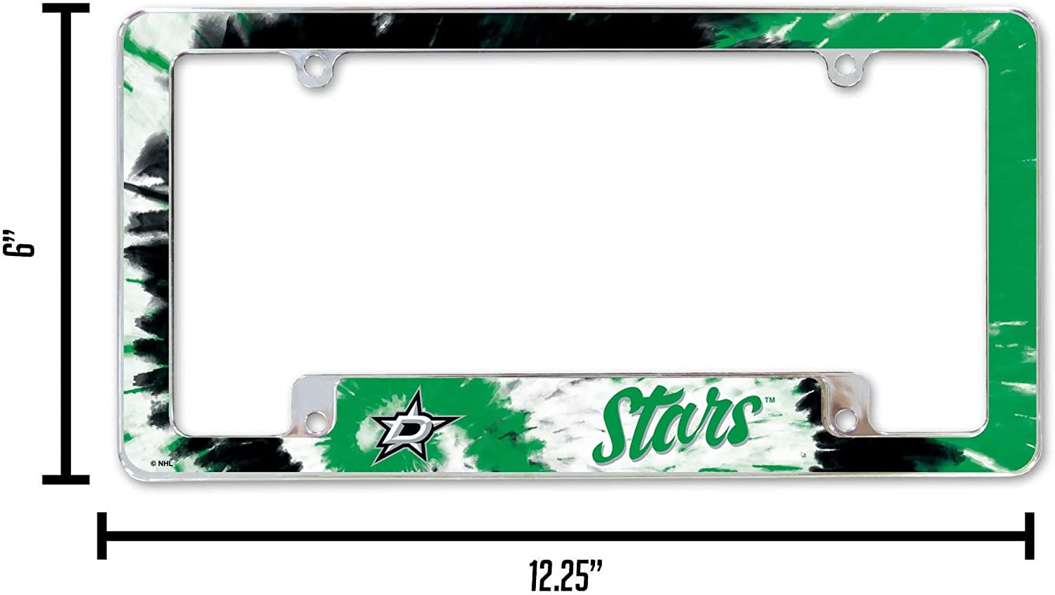 Dallas Stars Metal License Plate Frame Chrome Tag Cover Tie Dye Design 6x12 Inch 5