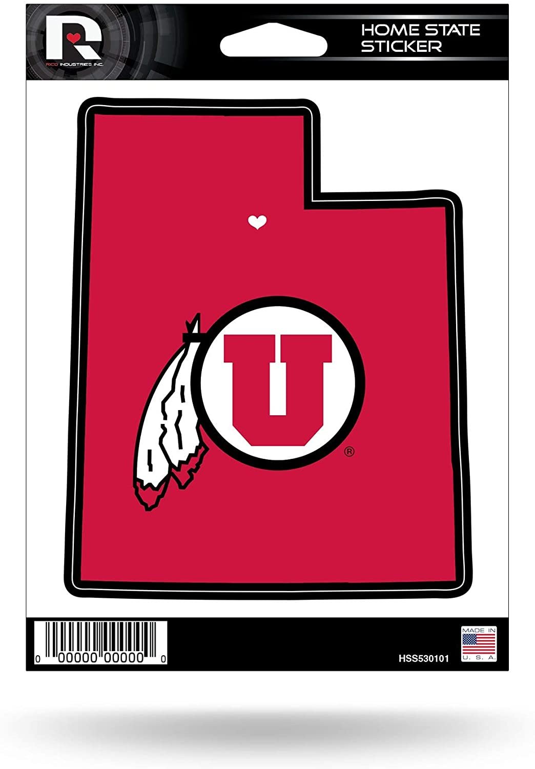 University of Utah Utes 5 Inch Sticker Decal, Home State Design, Flat Vinyl, Full Adhesive Backing 1