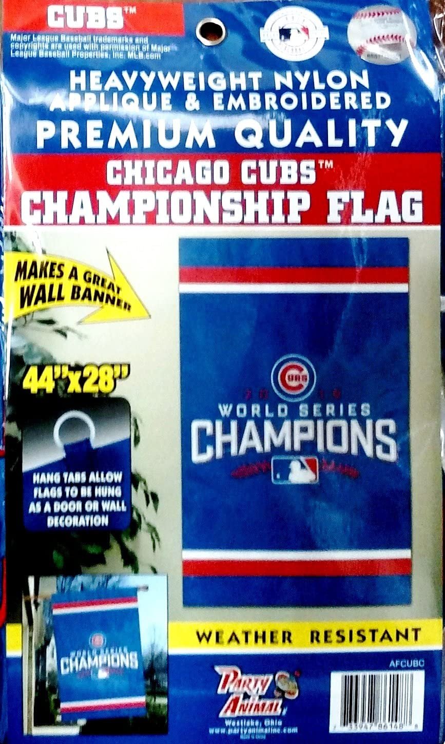 Chicago Cubs 2016 World Series Champions Premium 2-Sided House Banner Flag, 28x44 Inch, Embroidered Applique 1