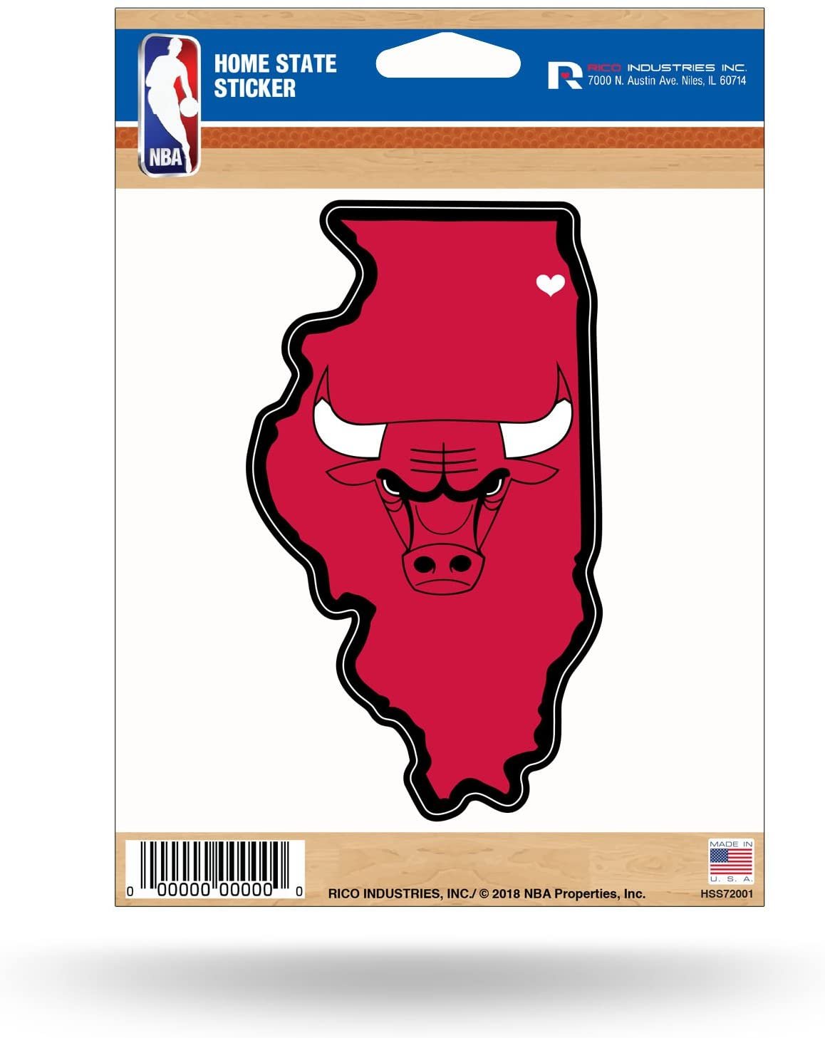 Chicago Bulls 5 Inch Sticker Decal, Home State Design, Flat Vinyl, Full Adhesive Backing 1