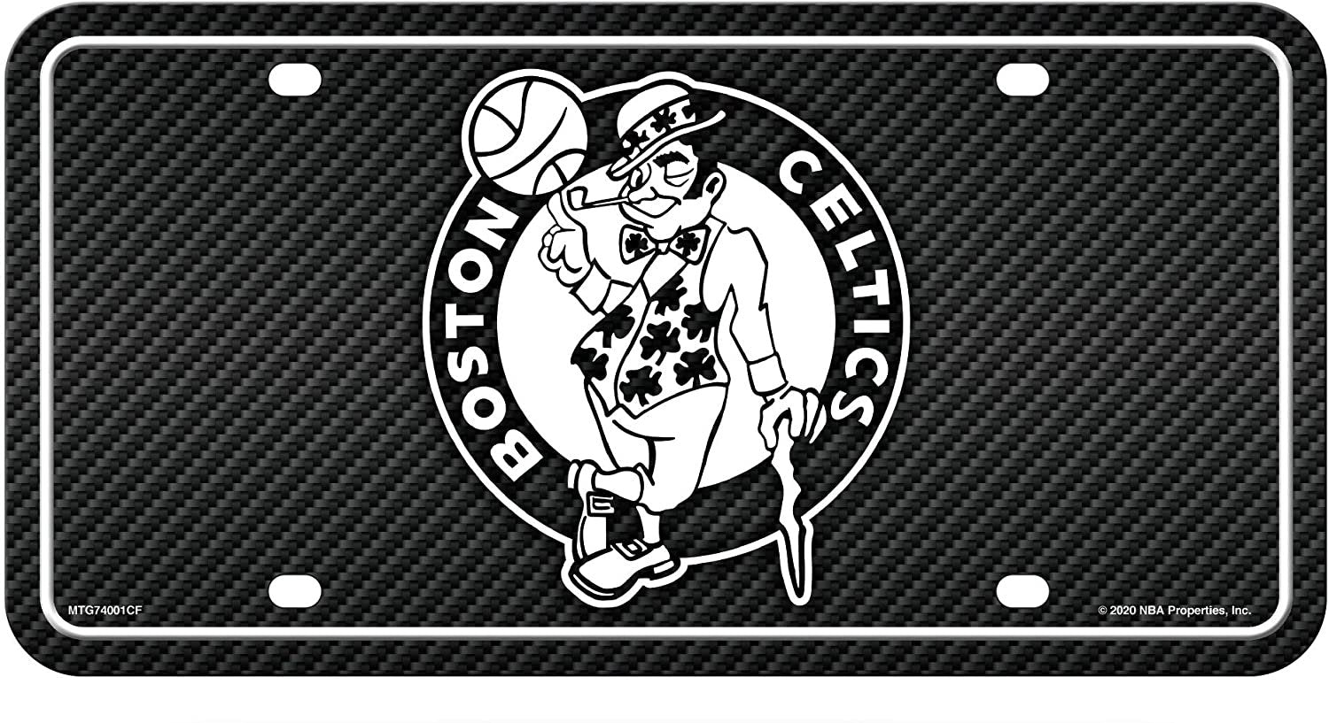 Boston Celtics Metal Auto Tag License Plate, Carbon Fiber Design, 6x12 Inch