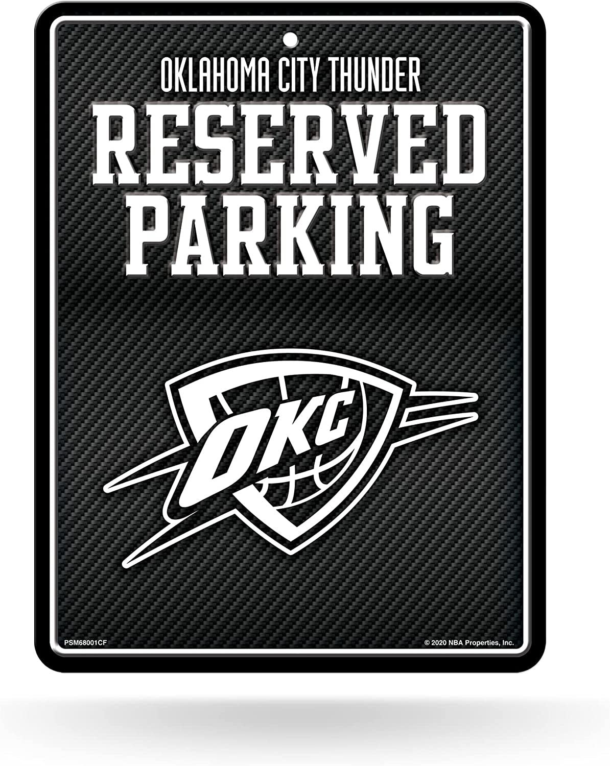 Oklahoma City Thunder Metal Parking Novelty Wall Sign 8.5 x 11 Inch Carbon Fiber Design 1