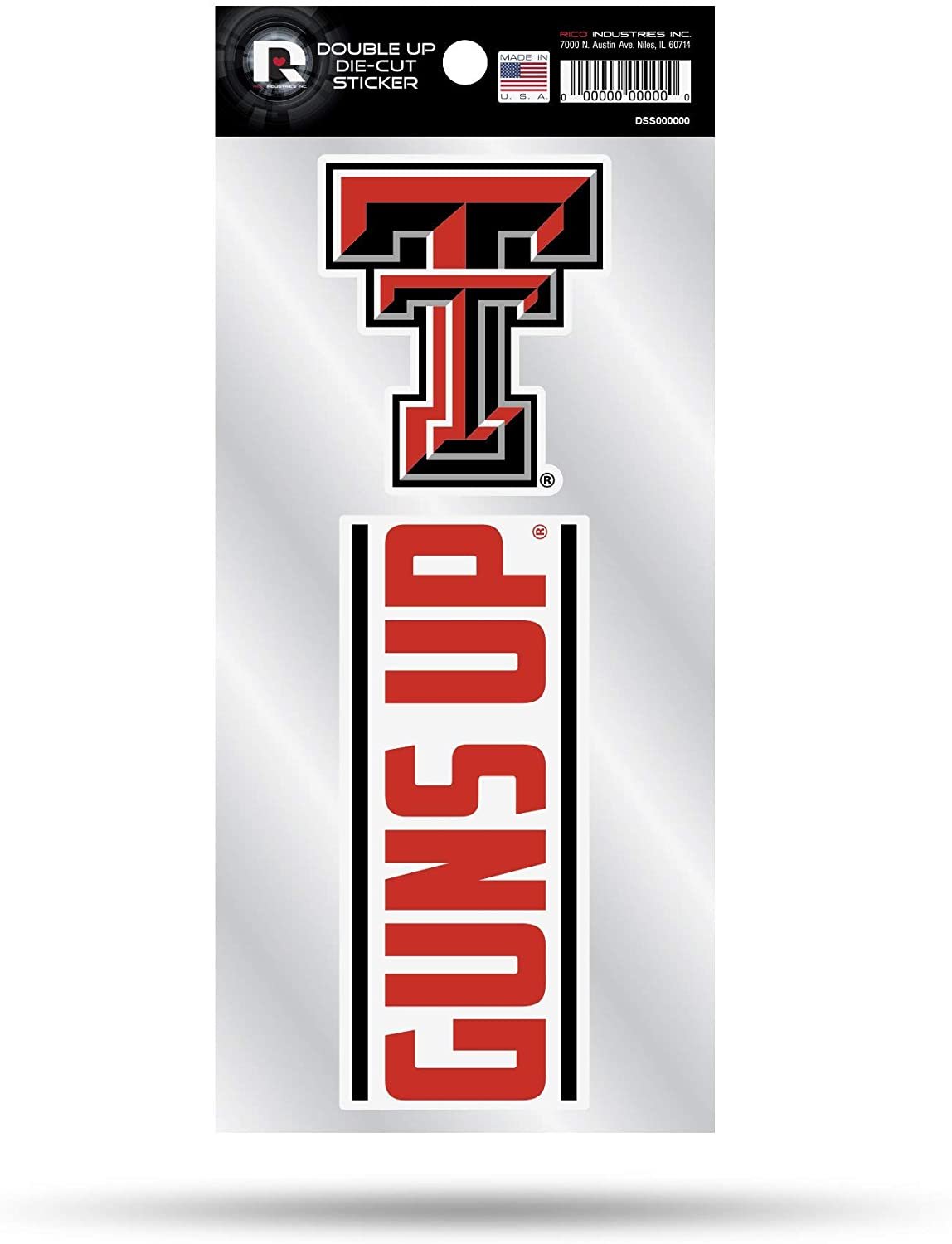 Texas Tech University Red Raiders 2-Piece Double Up Die Cut Sticker Decal Sheet, 4x8 Inch 1