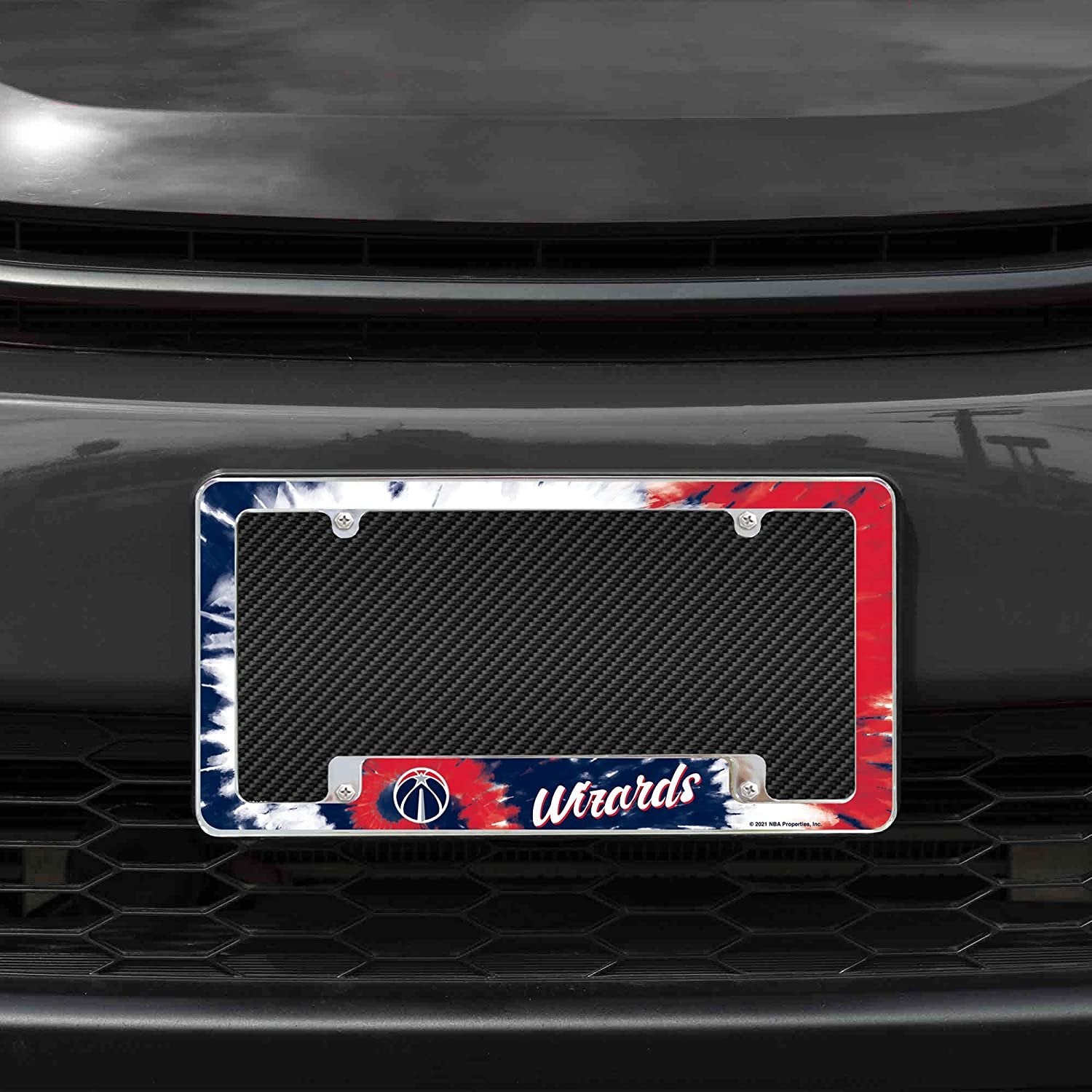 Washington Wizards Metal License Plate Frame Chrome Tag Cover Tie Dye Design 6x12 Inch 2