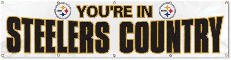 Pittsburgh Steelers Huge 8x2 Feet Premium Emboridered Banner Flag Metal Grommets
