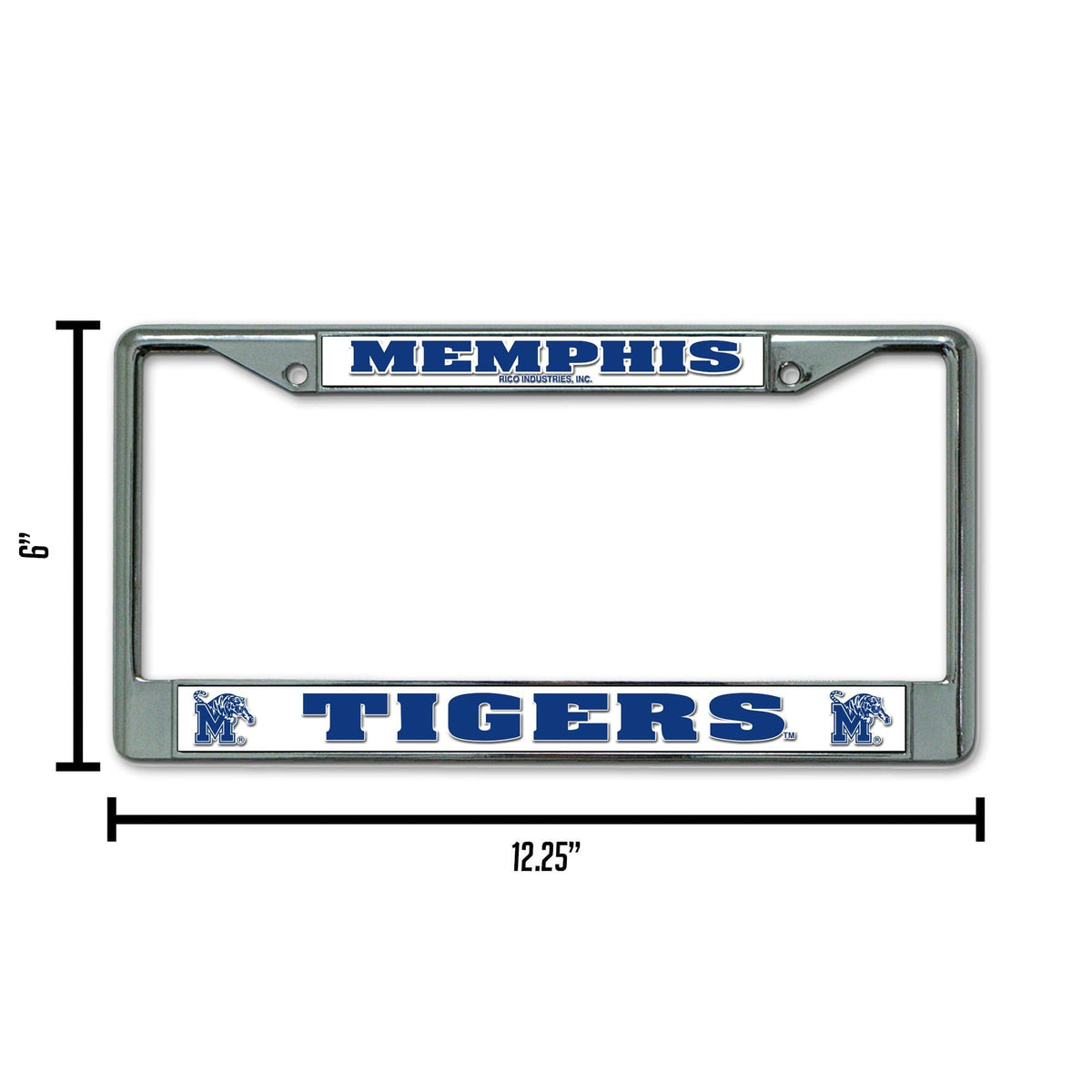 University of Memphis Tigers Chrome Metal License Plate Frame Tag Cover, 12x6 Inch 5