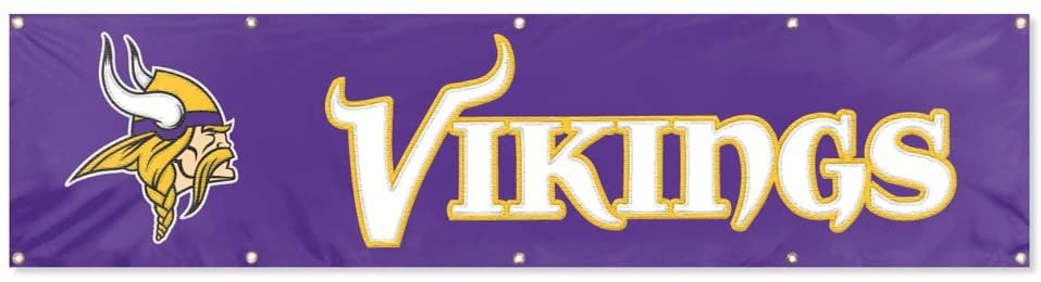 Minnesota Vikings Giant 8x2 Feet Banner Flag Embroidered Applique 1