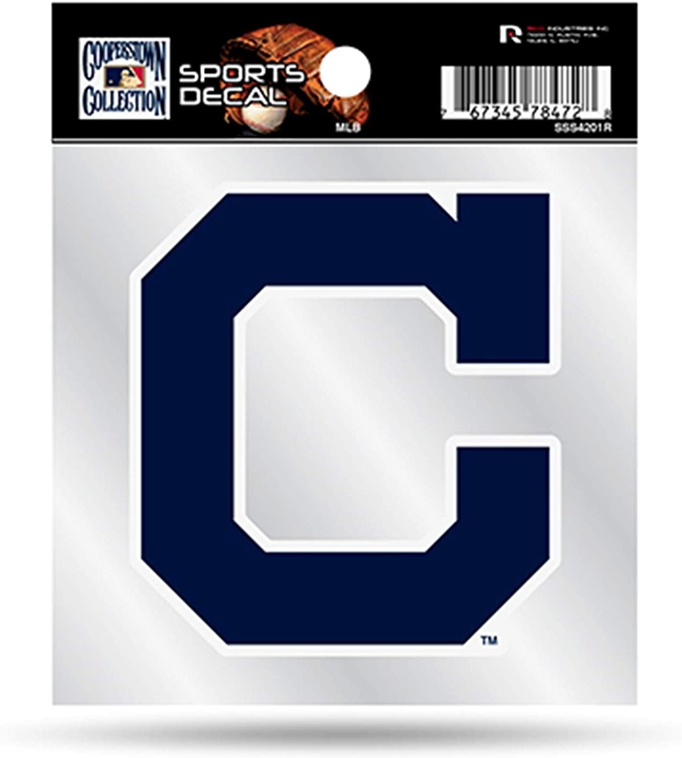 Cleveland Indians 4x4 Inch Die Cut Decal Sticker, Retro Cooperstown Logo, Clear Backing 1