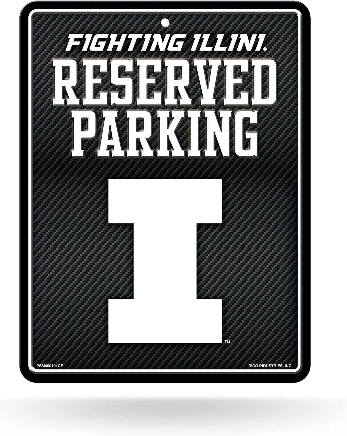 University of Illinois Fighting Illini Metal Parking Novelty Wall Sign 8.5 x 11 Inch Carbon Fiber Design