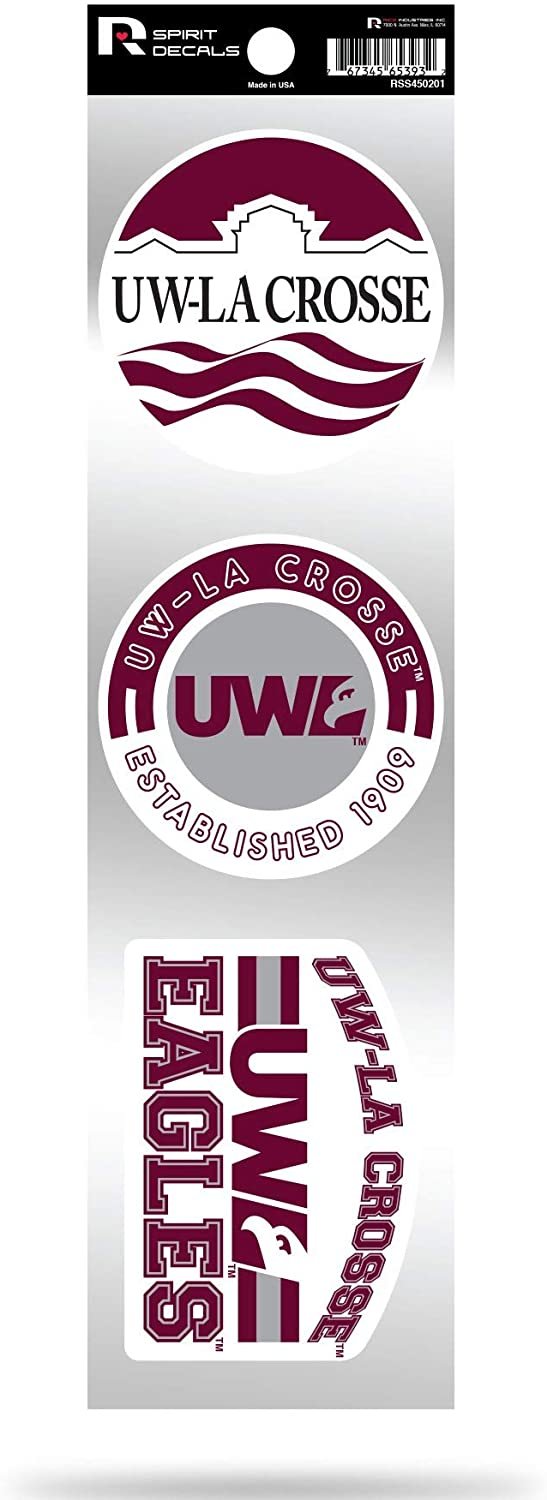 Wisconsin La Crosse Eagles UWL Triple Retro Throwback Spirit Decals Flat Vinyl Auto Home Sticker Sheet University of 1