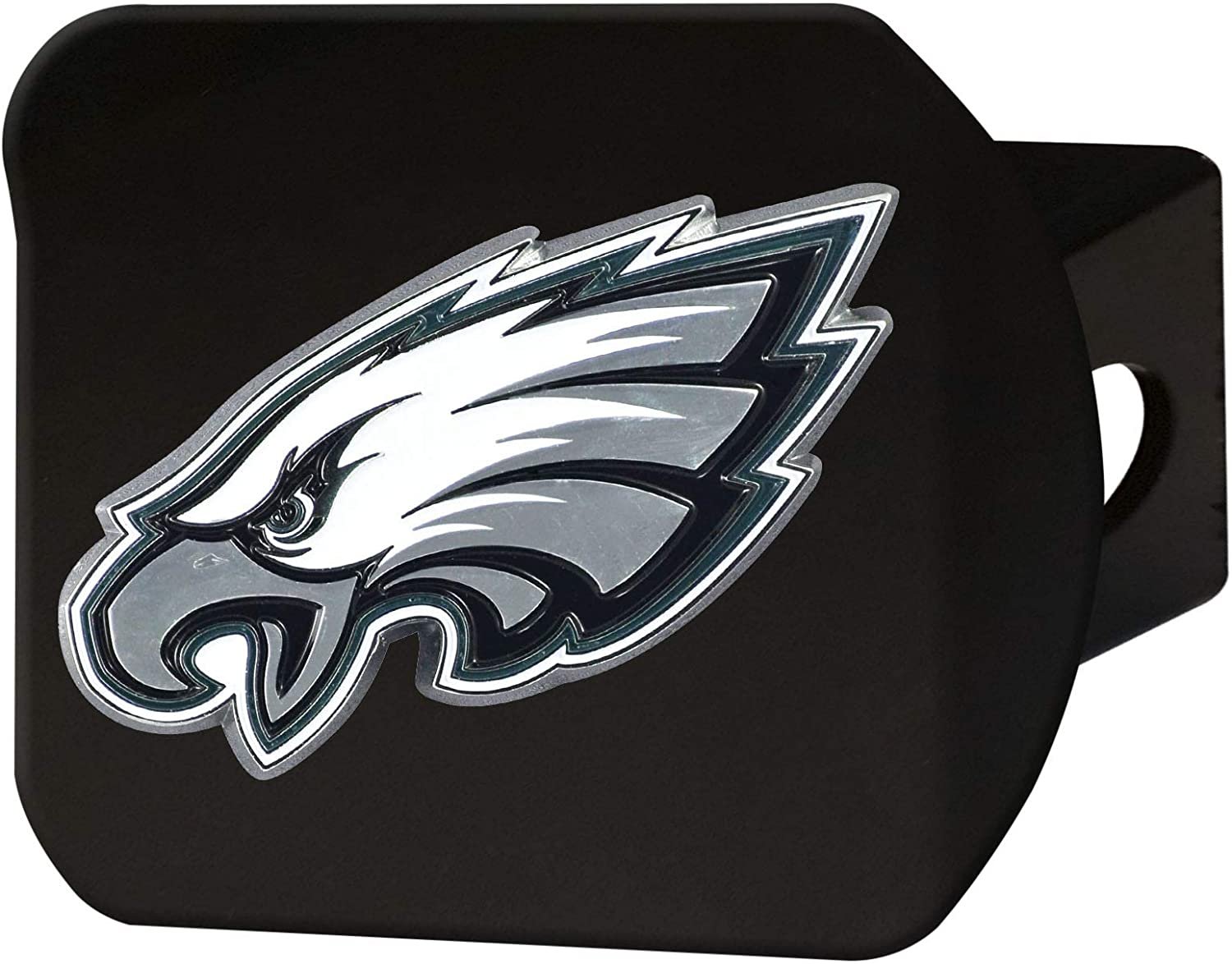 Philadelphia Eagles Hitch Cover Black Solid Metal with Raised Color Metal Emblem 2" Square Type III