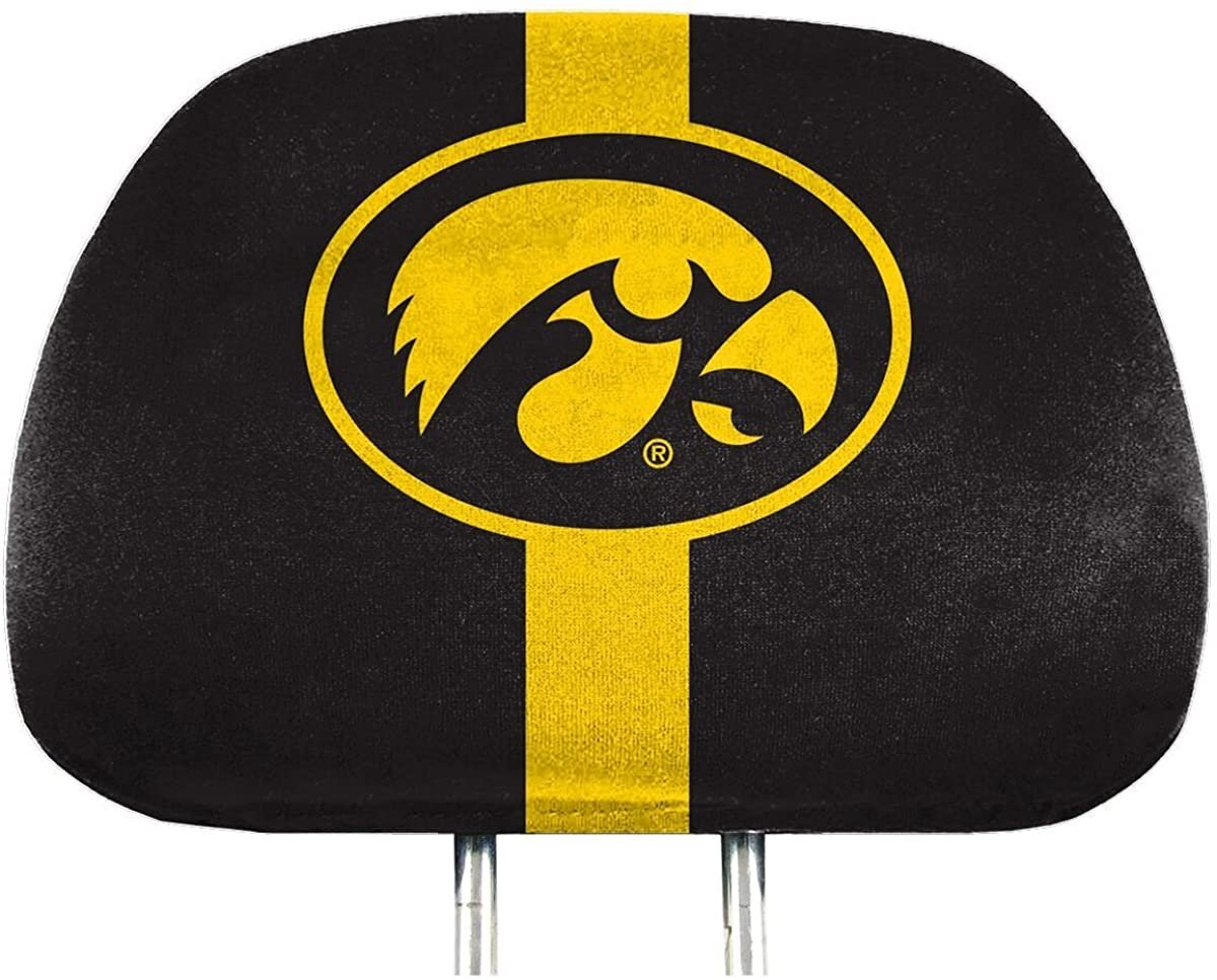 University of Iowa Hawkeyes Pair of Auto Head Rest Covers, Full Color Printed, Elastic, 10x14 Inch 1