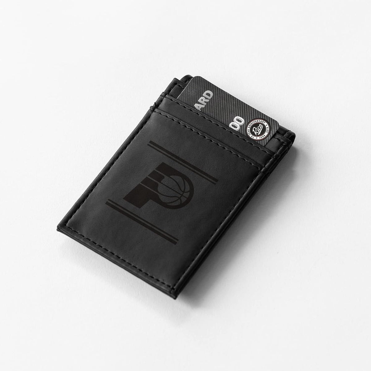 Indiana Pacers Premium Black Leather Wallet, Front Pocket Magnetic Money Clip, Laser Engraved, Vegan