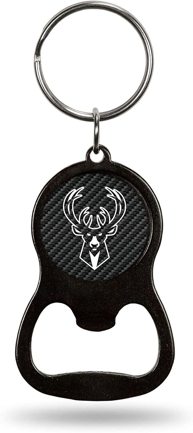 Milwaukee Bucks Keychain Bottle Opener Carbon Fiber Design Metal Basketball 1