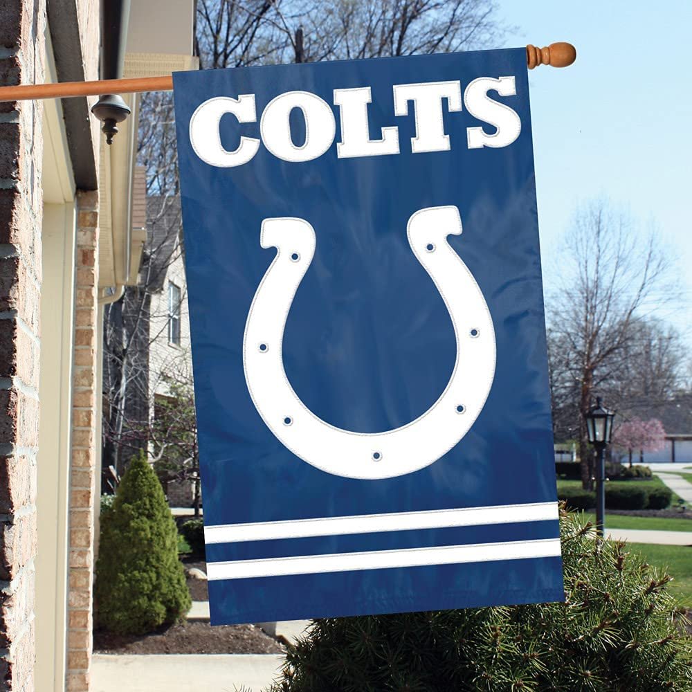 Indianapolis Colts Double Sided Banner Flag Embroidered Applique 44x28 Inch 2