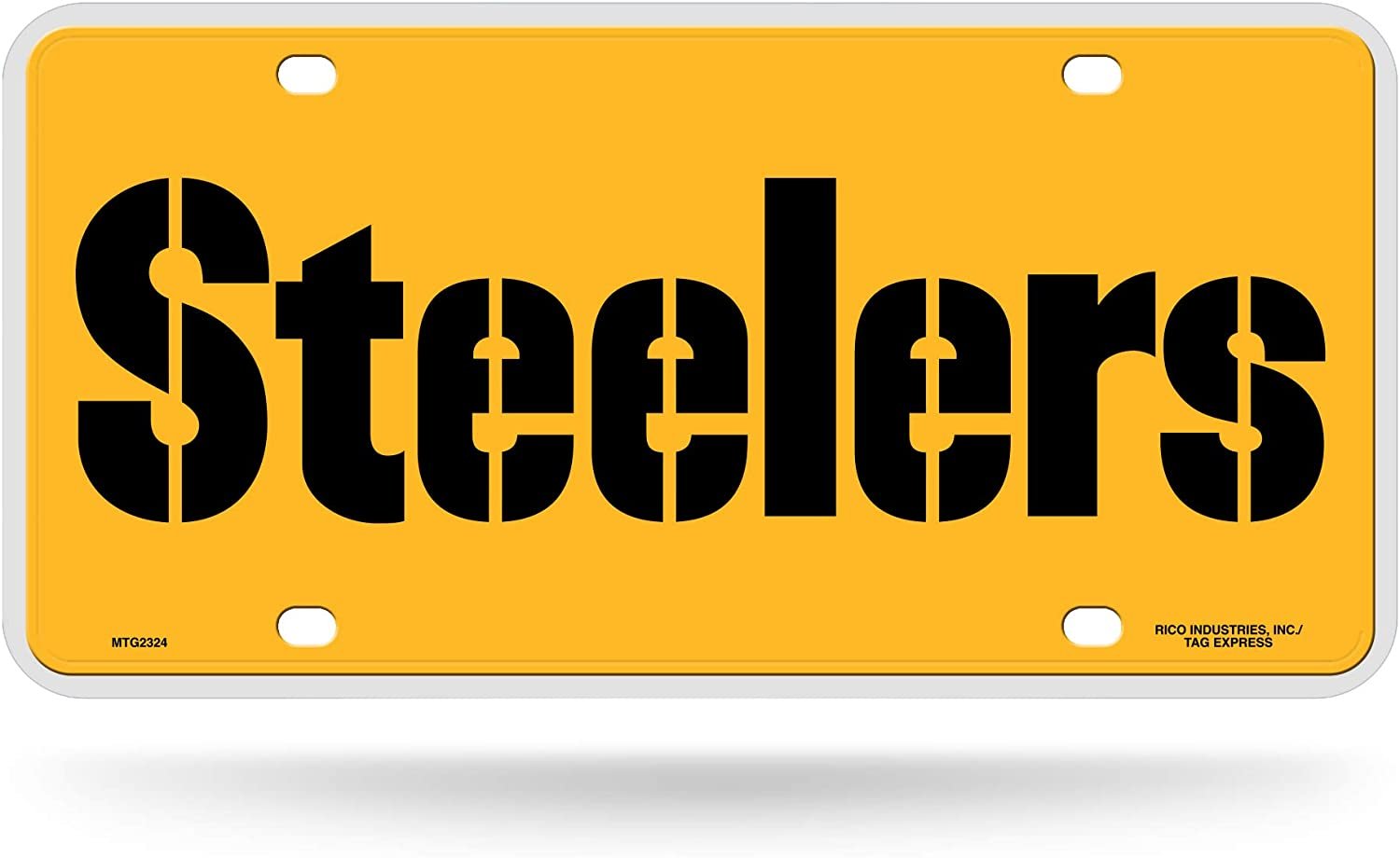 Pittsburgh Steelers Metal Auto Tag License Plate, Script Yellow Design, 12x6 Inch 1