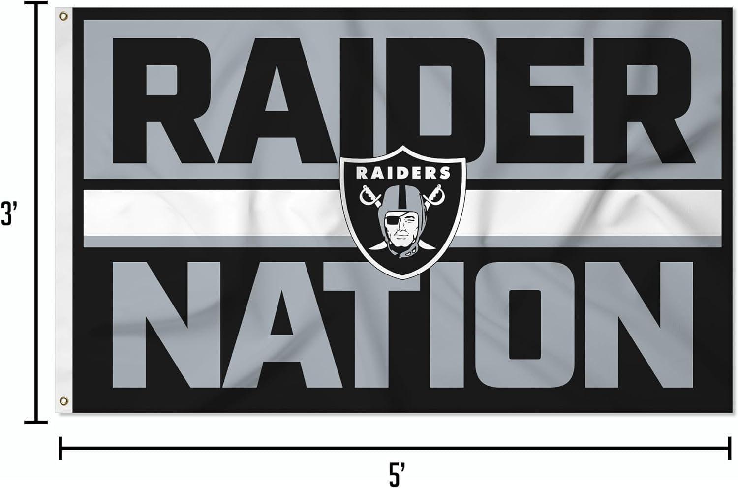 Las Vegas Raiders Premium 3x5 Foot Flag Banner, Bold Design, Metal Grommets, Outdoor Indoor Use, Single Sided 6