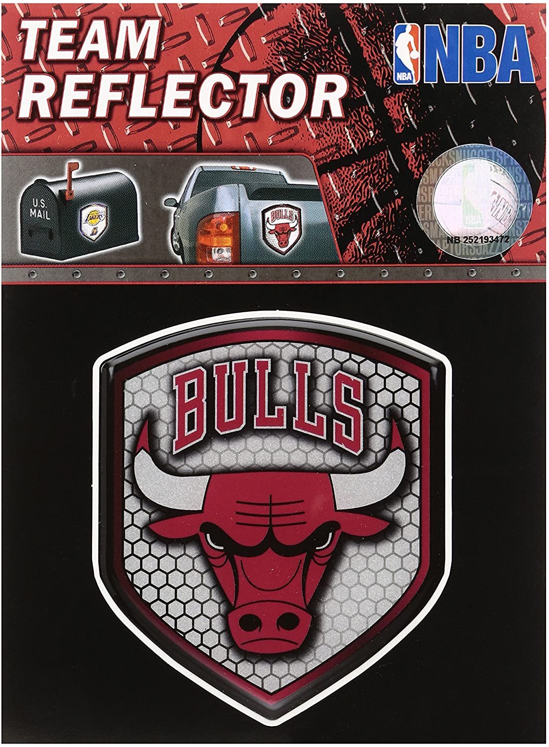 Chicago Bulls High Intensity Reflector, Shield Shape, Raised Decal Sticker, 2.5x3.5 Inch, Home or Auto, Full Adhesive Backing 1