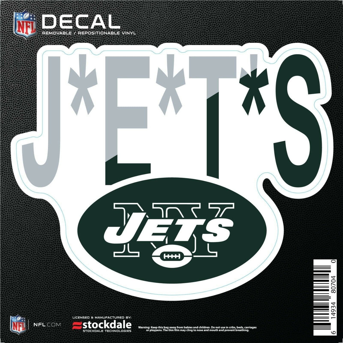 New York Jets 6 Inch Decal Sticker, Flat Vinyl, Die Cut, Slogan Design, Full Adhesive Backing 1
