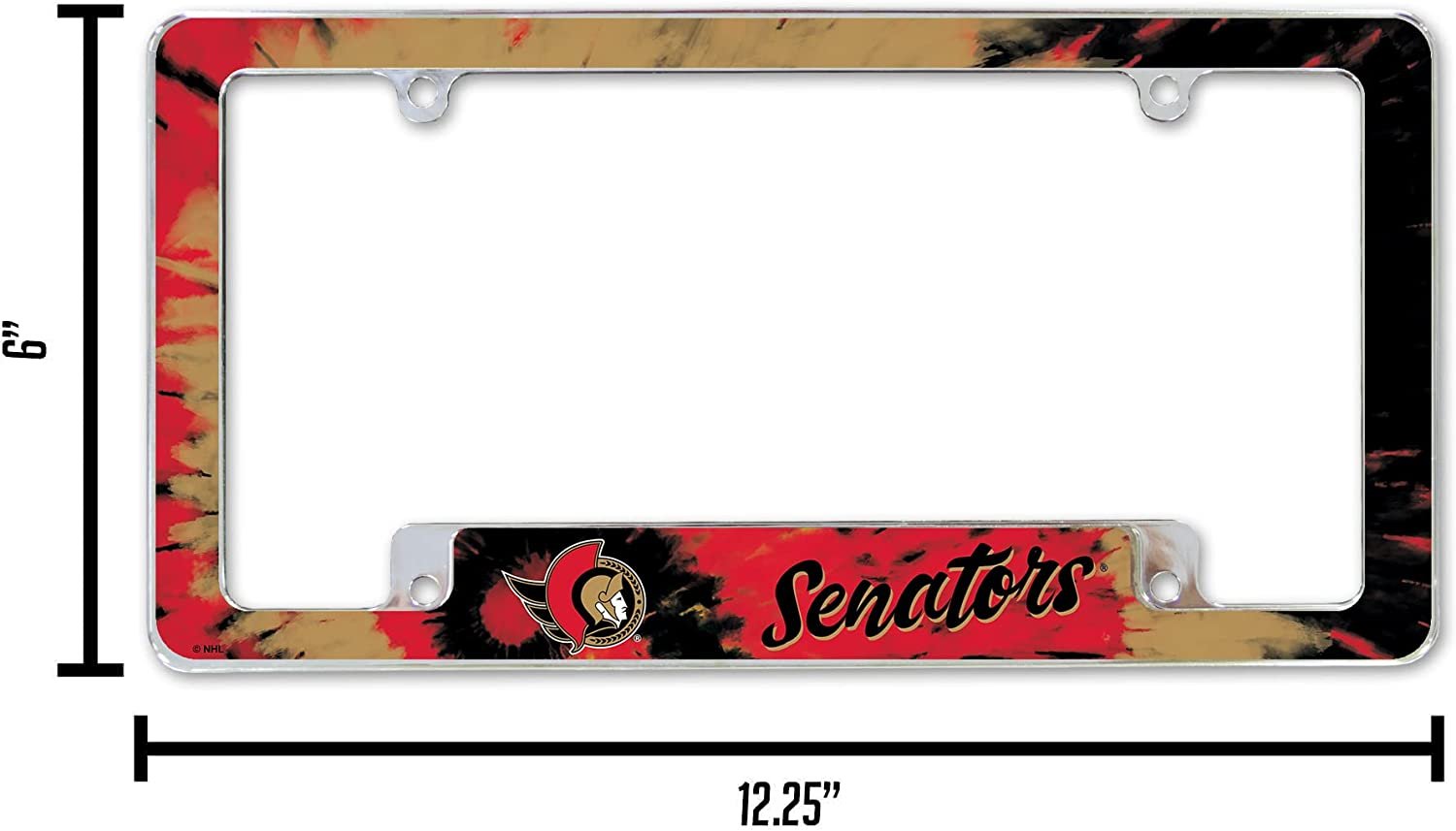 Ottawa Senators Metal License Plate Frame Chrome Tag Cover Tie Dye Design 6x12 Inch 4
