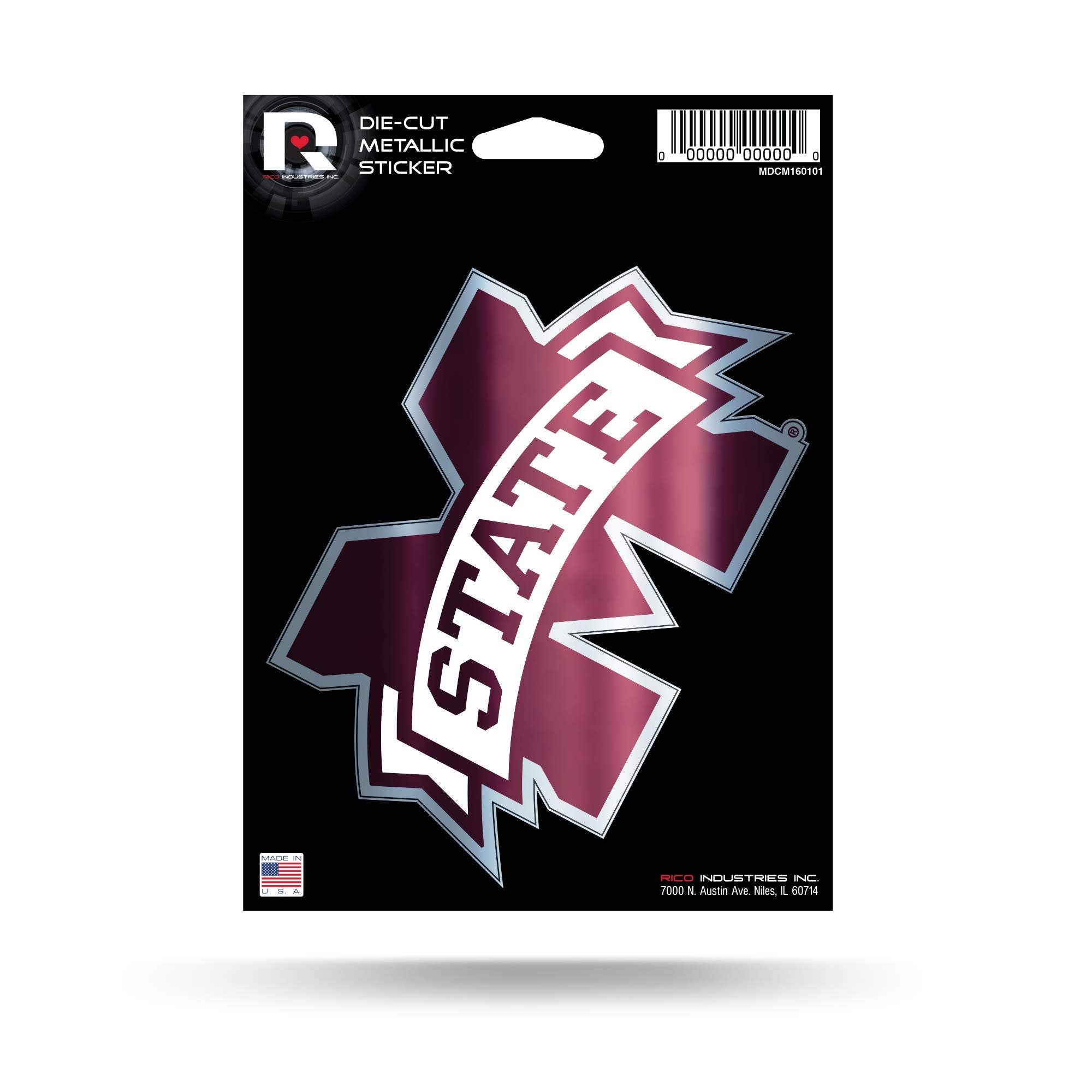 Mississippi State University Bulldogs 5 Inch Die Cut Flat Vinyl Decal Sticker Chrome Metallic Shimmer Design Adhesive Backing 1