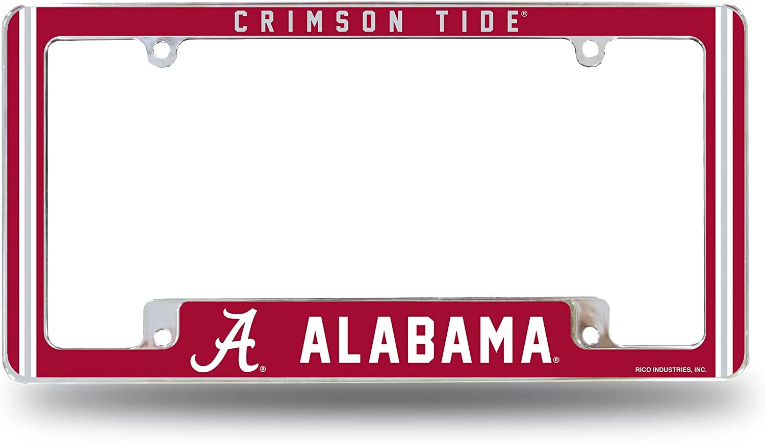 University of Alabama Crimson Tide Metal License Plate Frame Chrome Tag Cover 12x6 Inch Alternate Design
