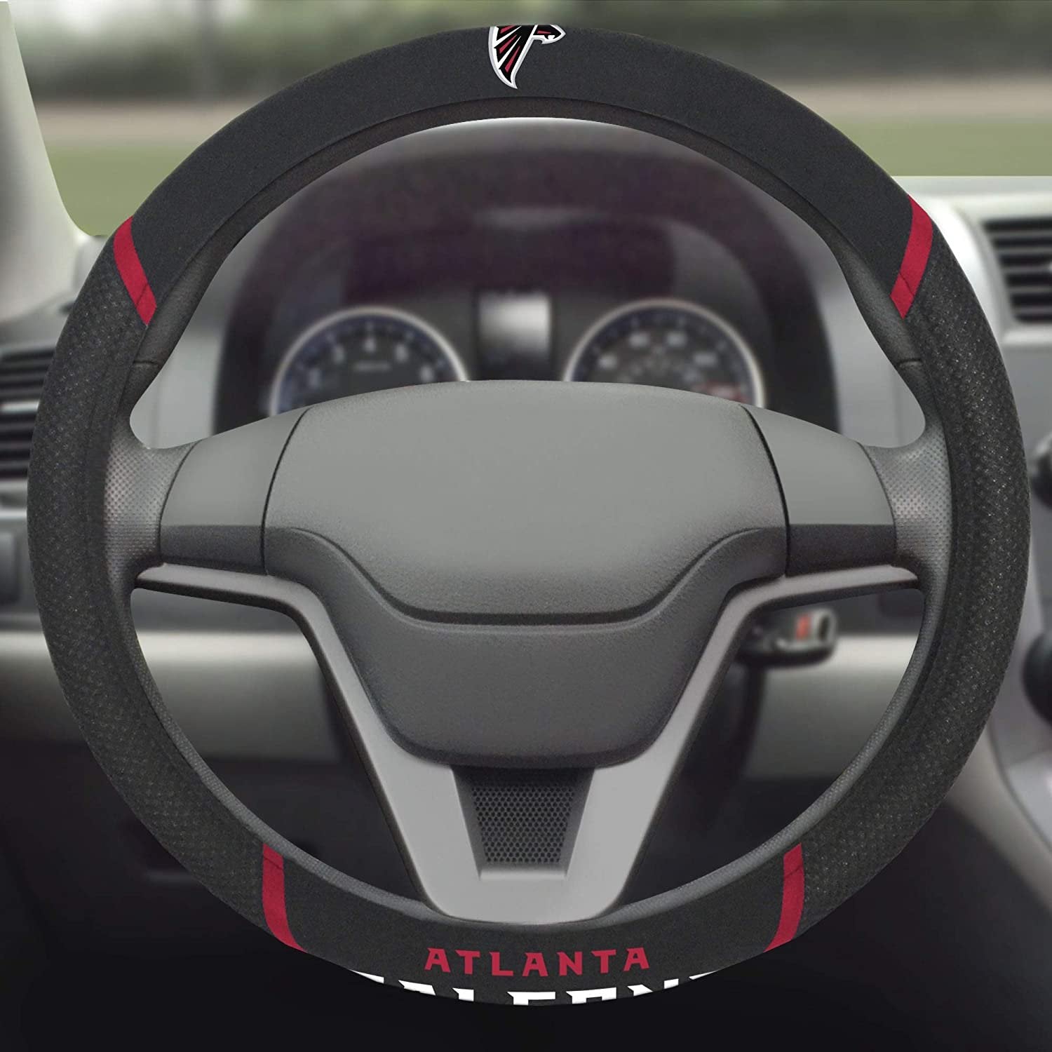 Atlanta Falcons Premium 15 Inch Black Emroidered Steering Wheel Cover 3