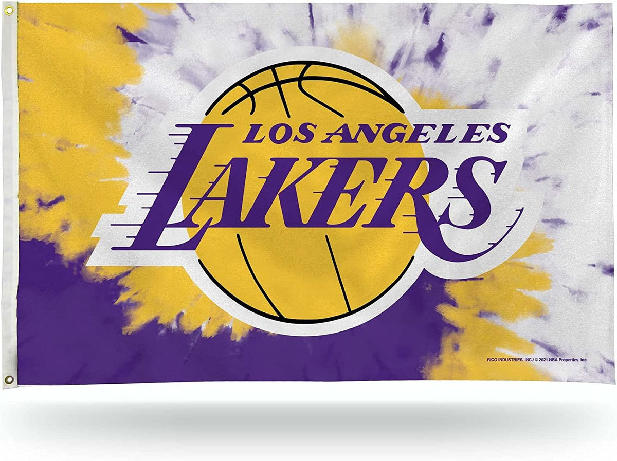 Los Angeles Lakers Premium 3x5 Feet Flag Banner Tie Dye Design Metal Grommets Outdoor Indoor 1