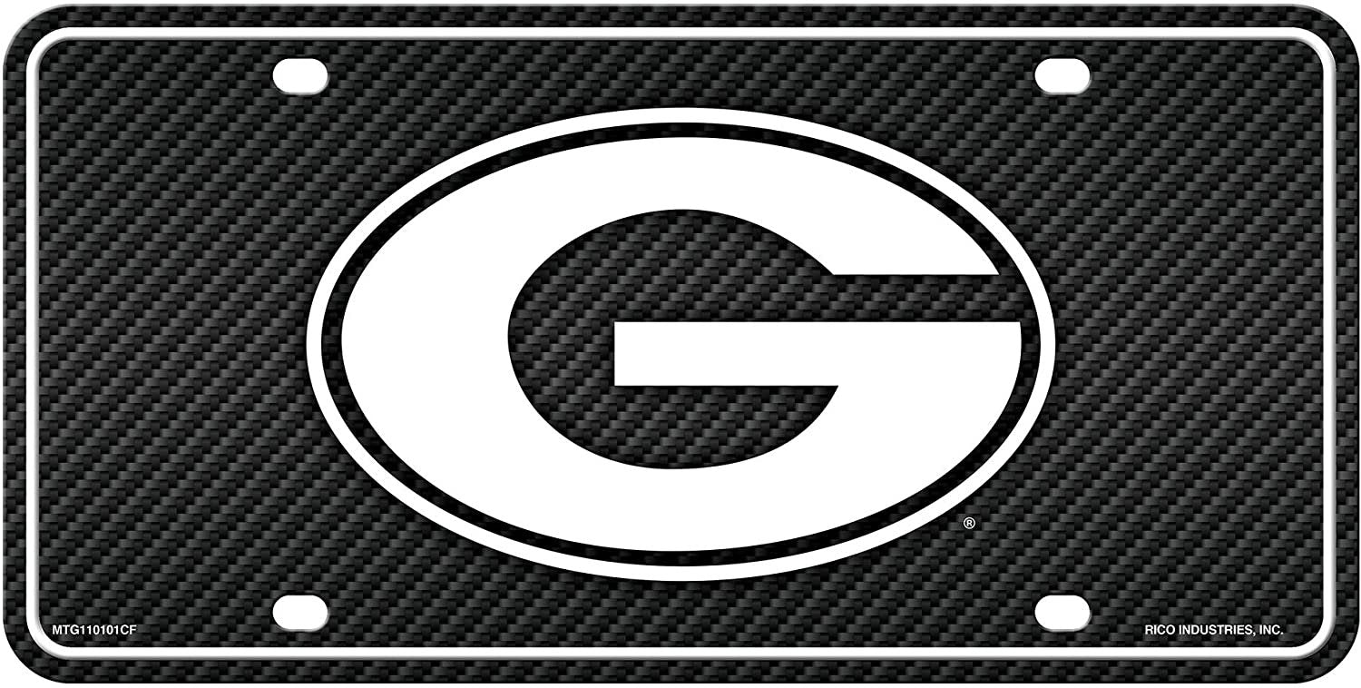 University of Georgia Bulldogs Metal Auto Tag License Plate, Carbon Fiber Design, 6x12 Inch 1