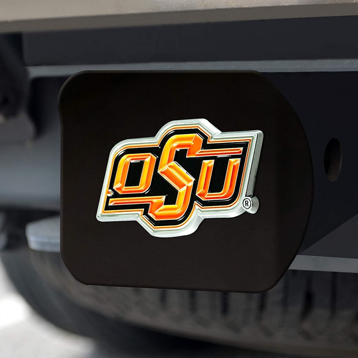 Oklahoma State Cowboys Hitch Cover Black Solid Metal with Raised Color Metal Emblem 2" Square Type III University