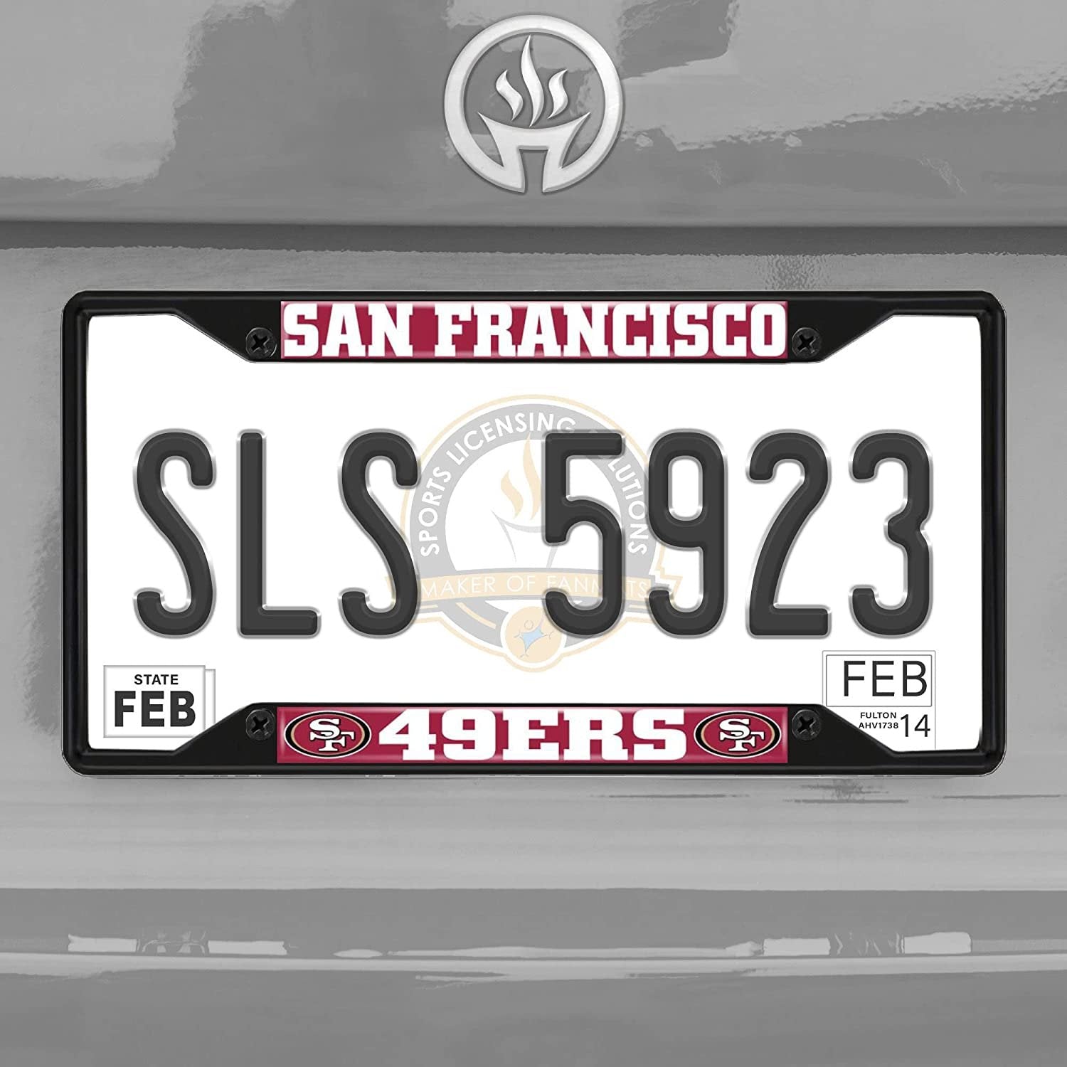 FANMATS 31372 San Francisco 49ers Metal License Plate Frame Black Finish