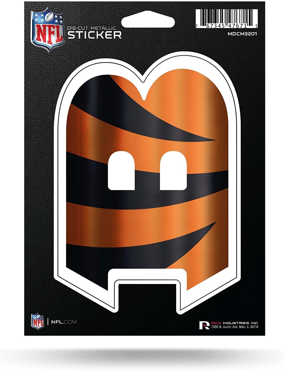 Cincinnati Bengals 5 Inch Die Cut Decal Sticker, Metallic Shimmer Design, Full Adhesive Backing 1