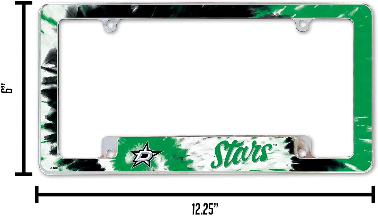 Dallas Stars Metal License Plate Frame Chrome Tag Cover Tie Dye Design 6x12 Inch 4